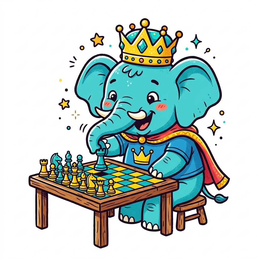 Elephant Chess Academy Mascot Doodle